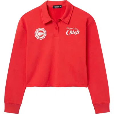 Junk Food Kansas City Chiefs Graphic Polo Crop Sweatshirt In Licorice