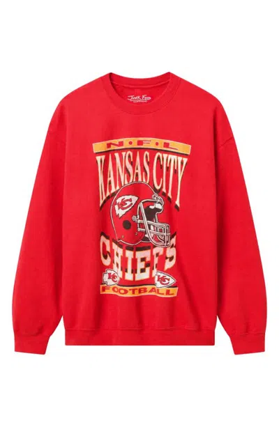 Junk Food Kansas City Chiefs Helmet Crewneck Sweatshirt In Red