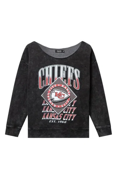 Junk Food Kansas City Chiefs Off-the-shoulder Graphic Sweatshirt In Black