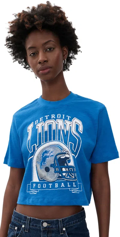 Junk Food Lions Helmut Mock Crop Tee Lions Blue
