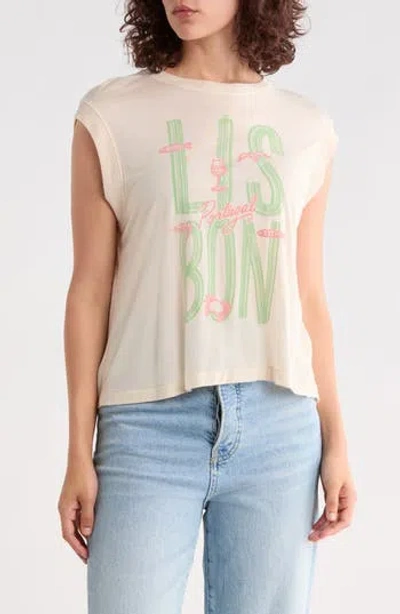Junk Food Lisbon Graphic Muscle Tee In Neutral