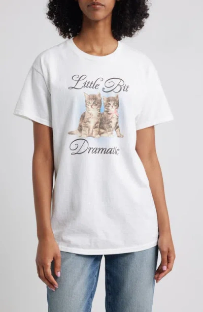 Junk Food Little Bit Dramatic Cotton Graphic T-shirt In White