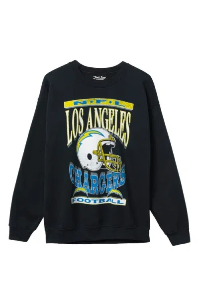 Junk Food Los Angeles Chargers Helmet Flea Market Crewneck Sweatshirt In Black