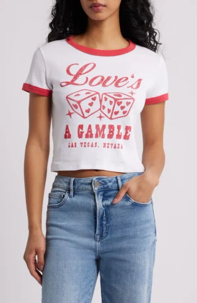 Junk Food Love's A Gamble Crop Graphic T-shirt In Multi