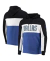 Junk Food Men's Black, White Dallas Mavericks Wordmark Colorblock Fleece Pullover Hoodie In Black,white