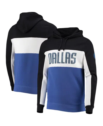 Junk Food Men's Black, White Dallas Mavericks Wordmark Colorblock Fleece Pullover Hoodie In Black,white