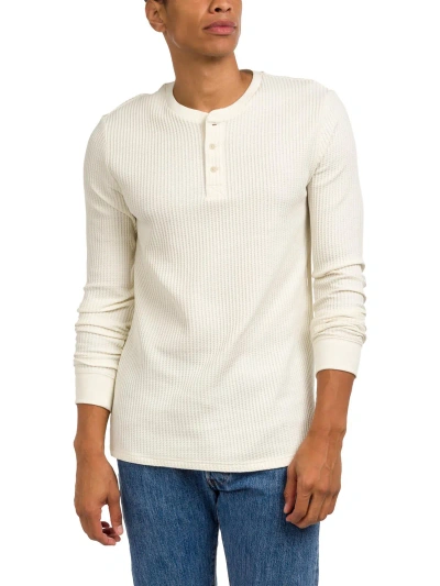 Junk Food Mens Knit Long Sleeve Henley Shirt In White