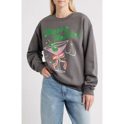 Junk Food Merry Martinis Fleece Graphic Sweatshirt In Gray