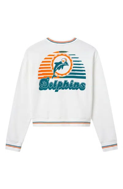 Junk Food Miami Dolphins Graphic Cropped Sweatshirt In White