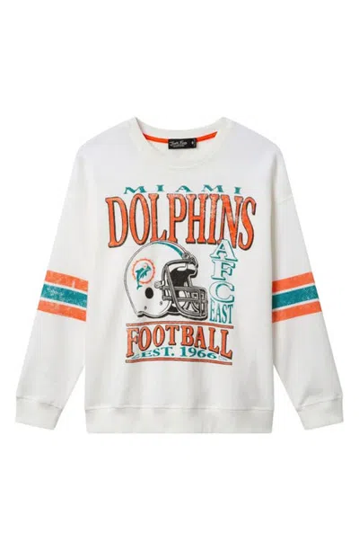 Junk Food Miami Dolphins Graphic Oversized Stripe Sweatshirt In Vintage White