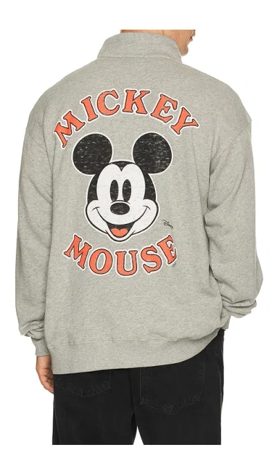 Junk Food Mickey Mouse Fleece Yoke Sweatshirt In Heather Grey
