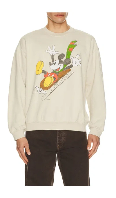 Junk Food Mickey Sledding Sweatshirt In Sand