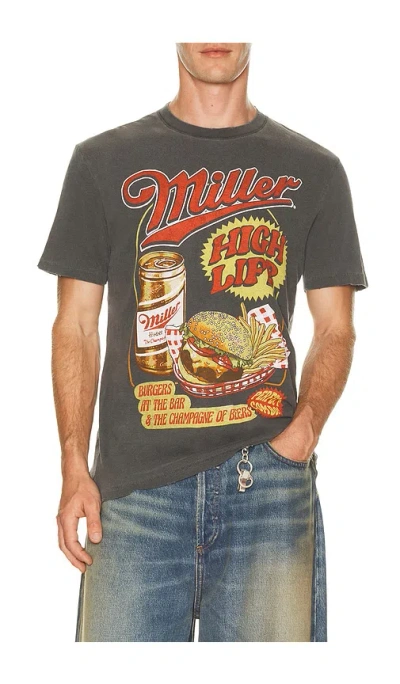 Junk Food Miller Burger And Beer Vintage Tee In Black