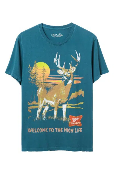 Junk Food Miller High Life Cotton Graphic T-shirt In Black Sea