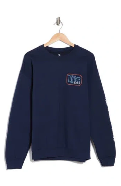 Junk Food Miller Lite On Tap Graphic Sweatshirt In Navy