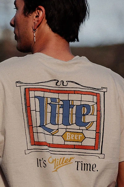 Junk Food Miller Lite Stain Glass Flea Market Tee In Sand, Men's At Urban Outfitters In Neutral