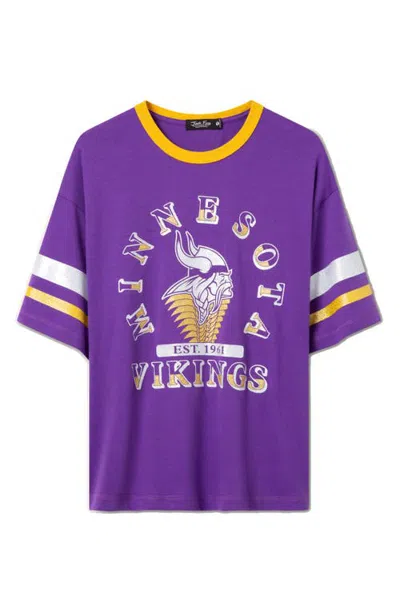 Junk Food Minnesota Vikings Glitter Graphic Boxy Ringer T-shirt In Purple