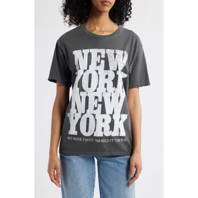 Junk Food New York Cotton Graphic T-shirt In Vintage Black