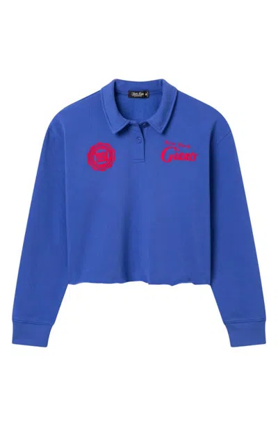 Junk Food New York Giants Cropped Polo Sweatshirt In Liberty