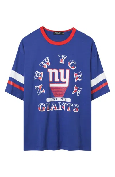 Junk Food New York Giants Glitter Boxy Graphic Ringer Tee In Liberty