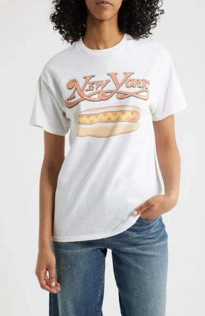Junk Food New York Hot Dog Cotton Graphic T-shirt In White