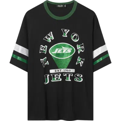 Junk Food New York Jets Glitter Ringer T-shirt In True Black