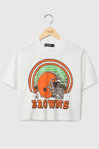 Junk Food Nfl Game Time Mock Neck Crop Tee In Cleveland Browns, Women's At Urban Outfitters In White