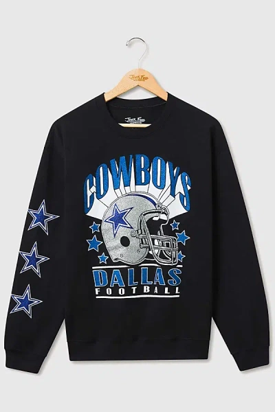 Junk Food Nfl Glitter Helmet Crew Fleece Sweatshirt In Dallas Cowboys, Men's At Urban Outfitters In Black