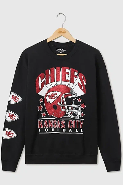 Junk Food Nfl Glitter Helmet Crew Fleece Sweatshirt In Kansas City Chiefs, Men's At Urban Outfitters In Black