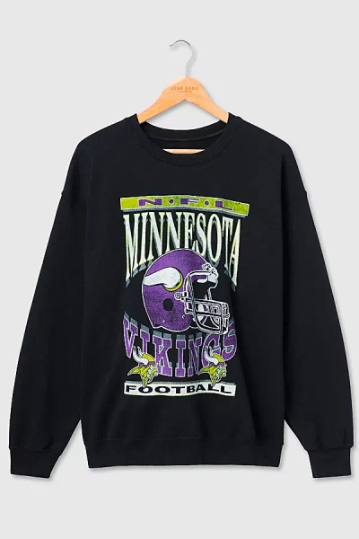 Junk Food Nfl Helmet Flea Market Crew Neck Sweatshirt In Minnesota Viking Fleece, Men's At Urban Outfitters In Black