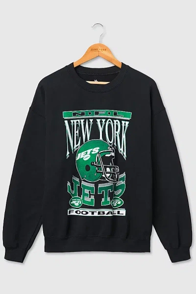 Junk Food Nfl Helmet Flea Market Crew Neck Sweatshirt In New York Jets, Men's At Urban Outfitters In Black