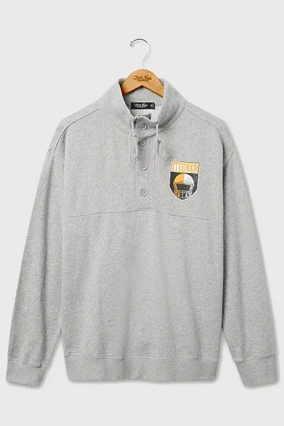 Junk Food Nfl Slant Button Up Fleece Sweatshirt In Pittsburgh Steelers, Men's At Urban Outfitters In Gray