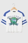 Junk Food Nfl Striped Crop Tee In Seattle Seahawks, Women's At Urban Outfitters In Blue