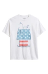 Junk Food Peanuts® Snoopy American Flag Oversize Cotton Graphic T-shirt In White