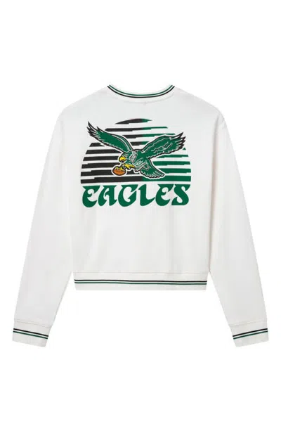 Junk Food Philadelphia Eagles Graphic Cropped Sweatshirt In Vintage White