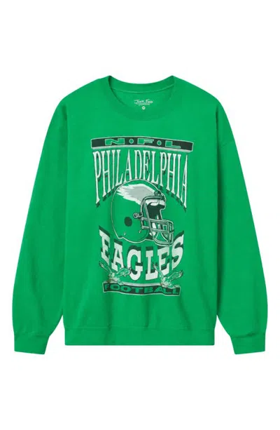 Junk Food Philadelphia Eagles Helmet Crewneck Sweatshirt In Irish Green