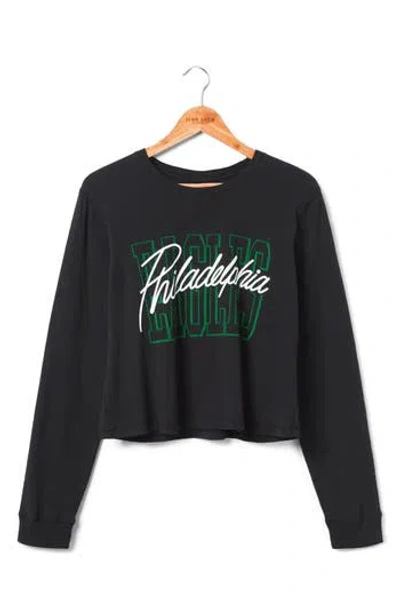 Junk Food Philadelphia Eagles Long Sleeve Graphic Crop T-shirt In Black