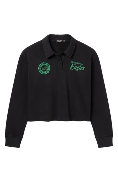 Junk Food Philadelphia Eagles Polo Cropped Sweatshirt In True Black