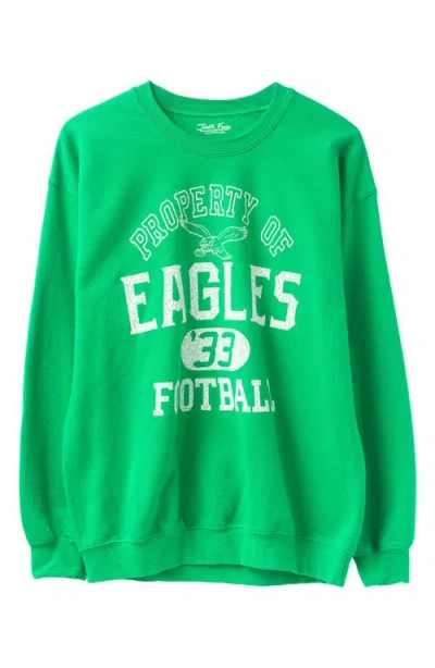 Junk Food Philadelphia Eagles Property Of Flea Market Crewneck Sweatshirt In Green