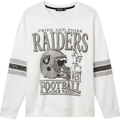 Junk Food Raiders Oversized Striped Graphic Sweatshirt In Vintage White