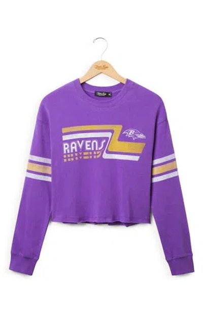 Junk Food Ravens Retro Cropped Graphic Sweatshirt In Purple
