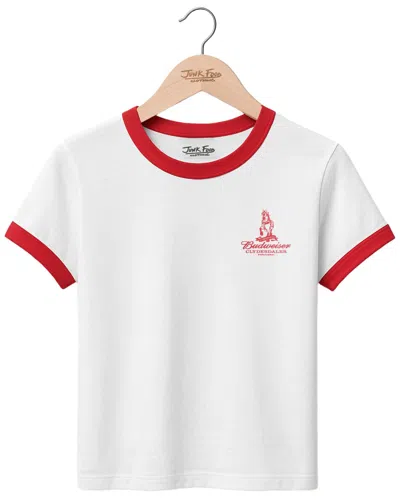 Junk Food Ringer Slim Fit Baby Tee In White