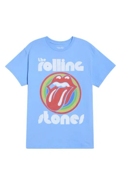 Junk Food Rolling Stones Bullseye Hot Lips Graphic T-shirt In Blue