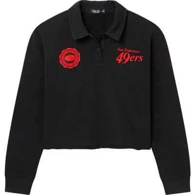 Junk Food San Francisco 49ers Cropped Polo Sweatshirt In True Black