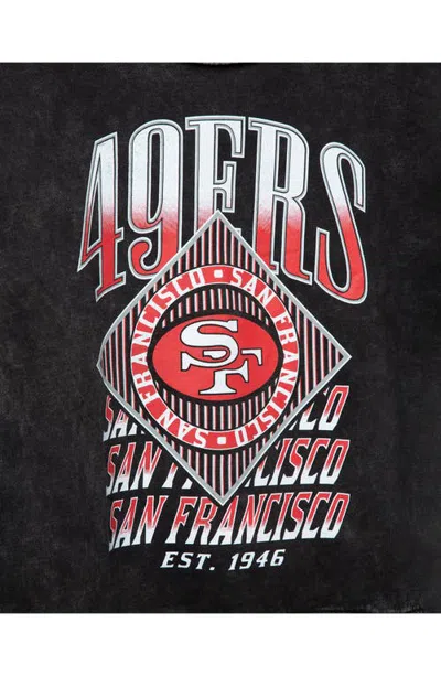 Junk Food San Francisco 49ers Off The Shoulder Cropped Graphic Sweatshirt In Black