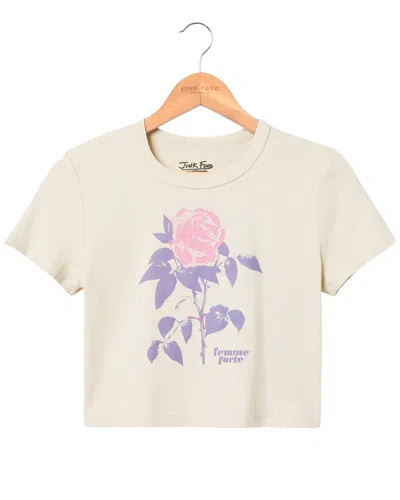 Junk Food Slim Fit Baby Tee In Beige