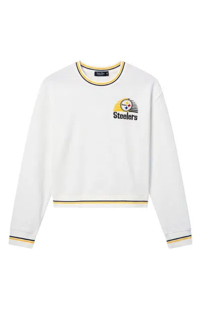Junk Food Steelers Cropped Graphic Sweatshirt In Vintage White