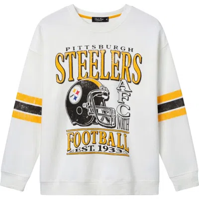 Junk Food Steelers Graphic Oversized Sweatshirt In Vintage White