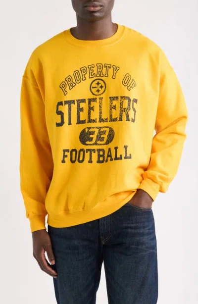 Junk Food Steelers Property Crewneck Sweatshirt In Yellow