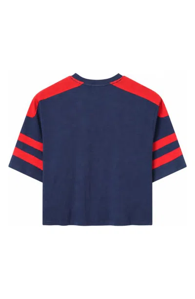 Junk Food Striped Graphic Cropped T-shirt In True Navy